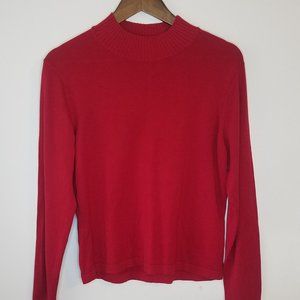 Vintage Talbots Petites Red Sweater with Ribbed Neckline
